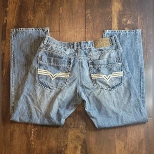 Do Denim Distressed Blue Jeans Tag 34x32 Back Pockets Design